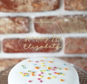 
                  
                    Customised Age Hexagonal Birthday Cake Topper - Clear Acrylic
                  
                