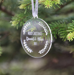 
                  
                    Personalised Merry Christmas Couples Decoration - Clear Acrylic
                  
                