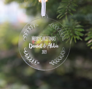 
                  
                    Personalised Merry Christmas Couples Decoration - Clear Acrylic
                  
                