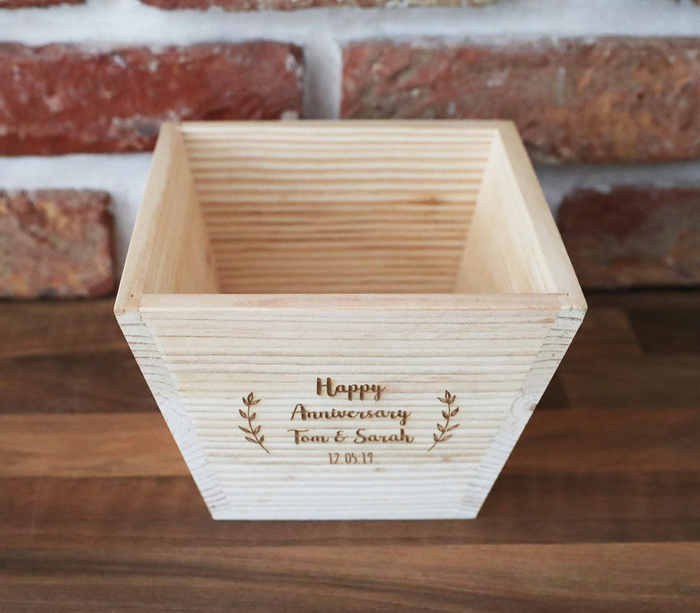 
                  
                    Personalised Anniversary Plant Pot - Wooden
                  
                