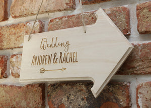 
                  
                    Personalised Wedding Sign Arrow
                  
                