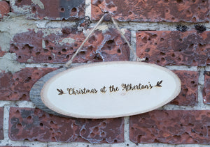 
                  
                    Personalised "Christmas at the Family" Sign - Wooden Log Slice
                  
                