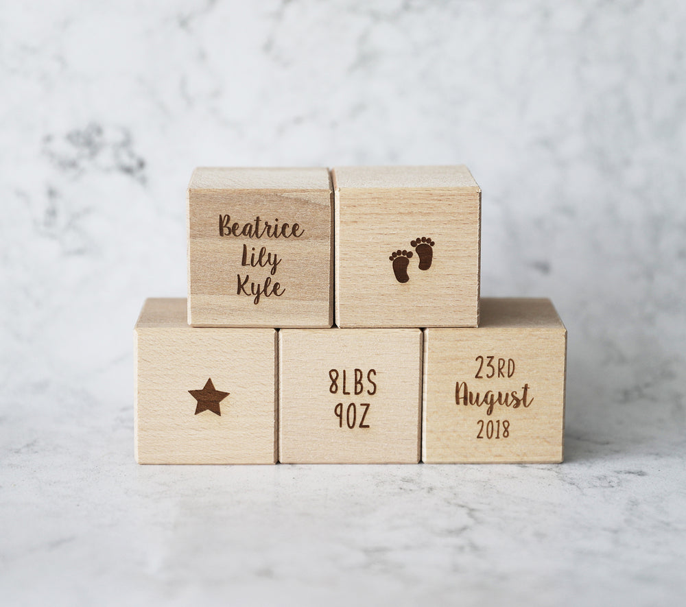 New Baby Personalized Wooden Baby Blocks