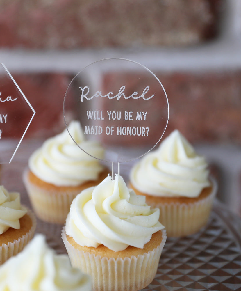 
                  
                    Personalised Bridesmaid Cupcake Topper - Clear Acrylic
                  
                