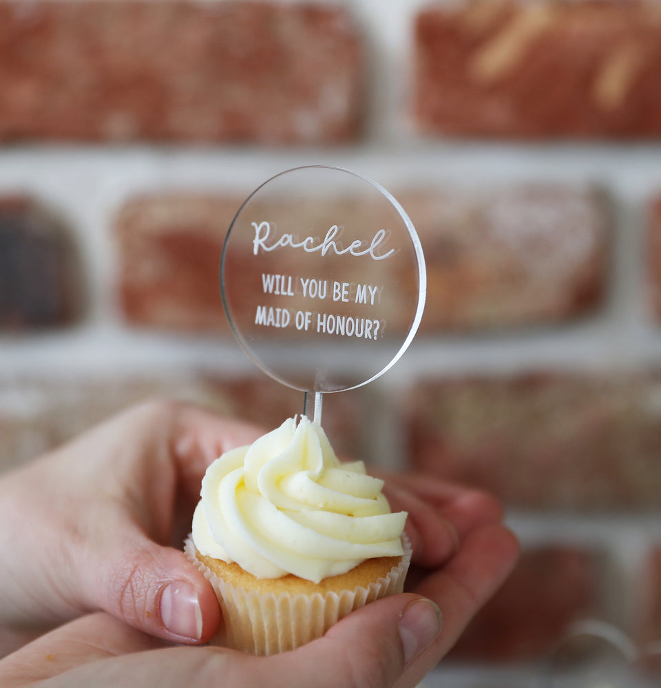 
                  
                    Personalised Bridesmaid Cupcake Topper - Clear Acrylic
                  
                