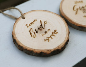 
                  
                    Personalised Bride and Groom Place Settings - Wooden Log Slice
                  
                