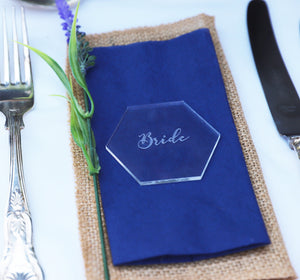 
                  
                    Personalised Hexagonal Wedding Place Setting - Clear Acrylic
                  
                