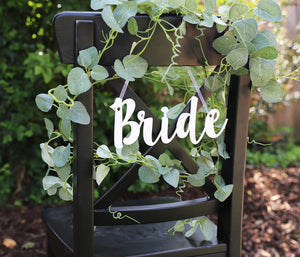 
                  
                    Bride and Groom Chair Signs - White Acrylic
                  
                