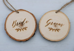 
                  
                    Bride and Groom Place Settings - Wooden Log Slice
                  
                