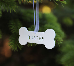 
                  
                    Personalised Bone Dog Christmas Decoration - White Acrylic
                  
                