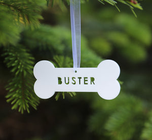 
                  
                    Personalised Bone Dog Christmas Decoration - White Acrylic
                  
                