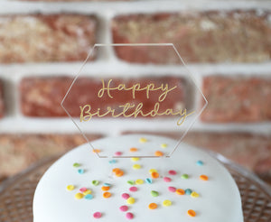 
                  
                    Happy Birthday Hexagonal Cake Topper - Clear Acrylic
                  
                