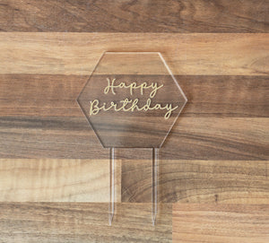 
                  
                    Happy Birthday Hexagonal Cake Topper - Clear Acrylic
                  
                