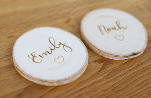 
                  
                    Personalised Him and Her Coasters - Wooden Log Slice
                  
                