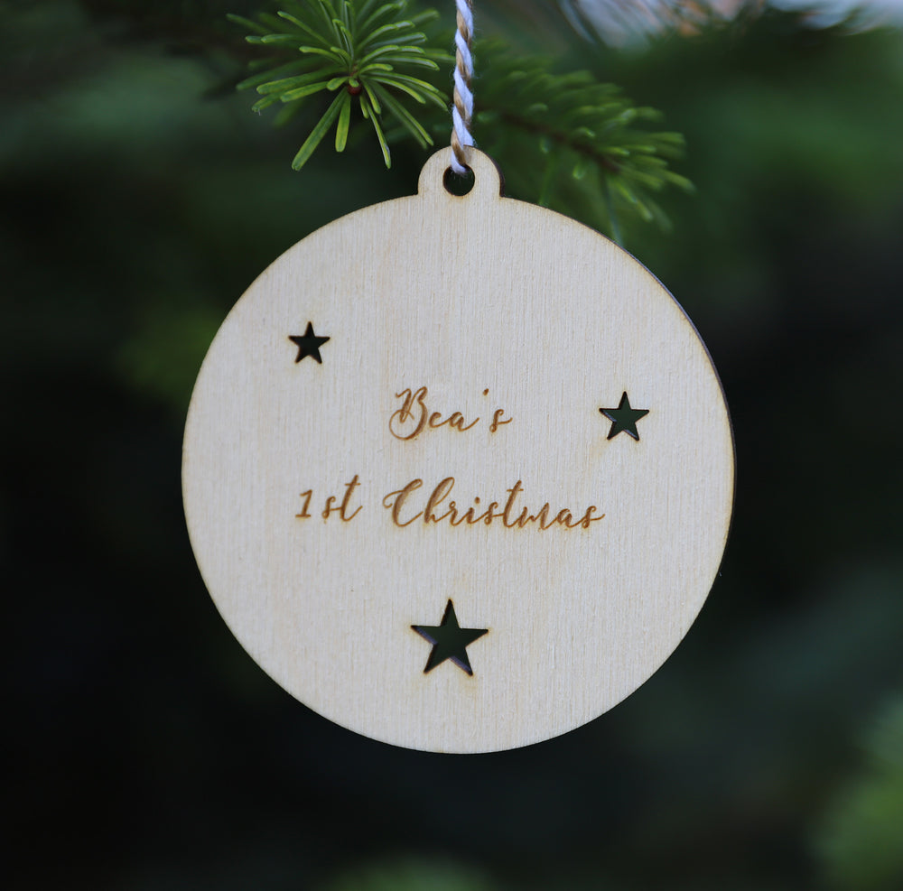 
                  
                    Personalised Baby First Christmas Decoration - Wooden
                  
                