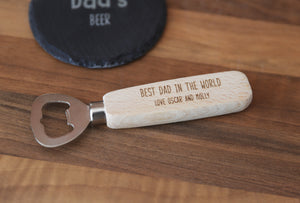 
                  
                    Personalised "Best Dad in the World" Bottle Opener - Wooden
                  
                