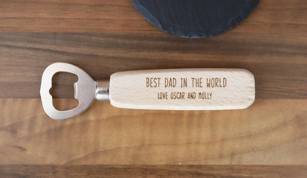 
                  
                    Personalised "Best Dad in the World" Bottle Opener - Wooden
                  
                