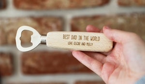 
                  
                    Personalised "Best Dad in the World" Bottle Opener - Wooden
                  
                