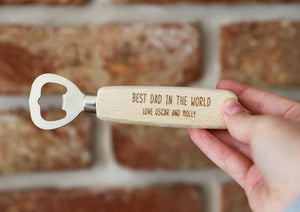 
                  
                    Personalised "Best Dad in the World" Bottle Opener - Wooden
                  
                