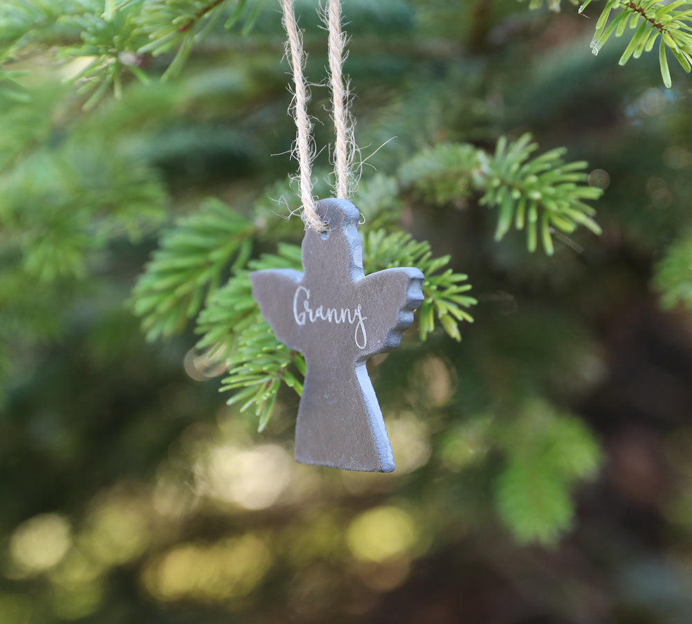 
                  
                    Personalised Angel Memorial Christmas Decoration - Slate
                  
                