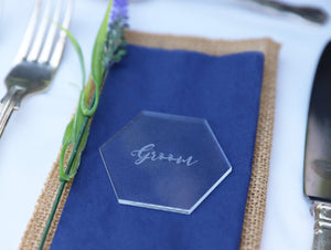 
                  
                    Personalised Hexagonal Wedding Place Setting - Clear Acrylic
                  
                