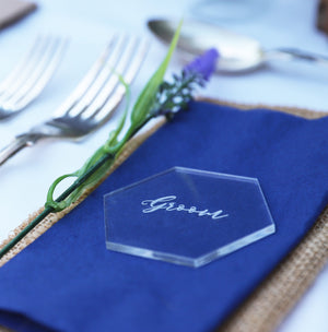 
                  
                    Personalised Hexagonal Wedding Place Setting - Clear Acrylic
                  
                