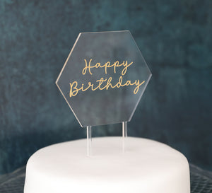 
                  
                    Happy Birthday Hexagonal Cake Topper - Clear Acrylic
                  
                