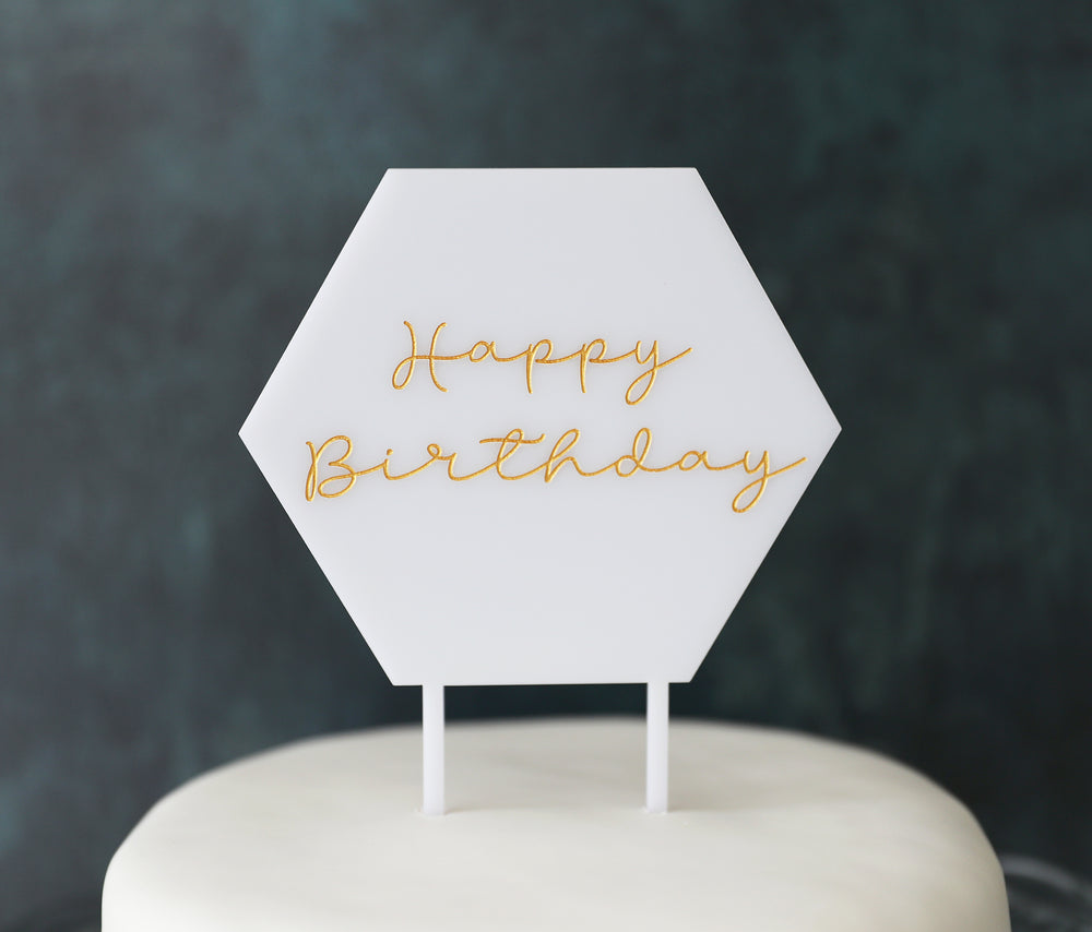 
                  
                    Customised Age Hexagonal Birthday Cake Topper - Clear Acrylic
                  
                