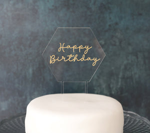 
                  
                    Happy Birthday Hexagonal Cake Topper - Clear Acrylic
                  
                