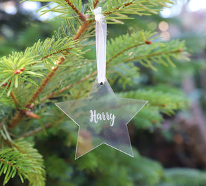 
                  
                    Personalised Hanging Star Christmas Decoration - Clear Acrylic
                  
                