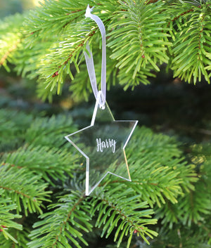 
                  
                    Personalised Hanging Star Christmas Decoration - Clear Acrylic
                  
                