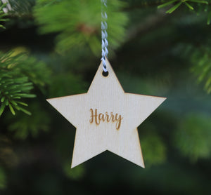 
                  
                    Personalised Hanging Star Christmas Decoration - Wooden
                  
                