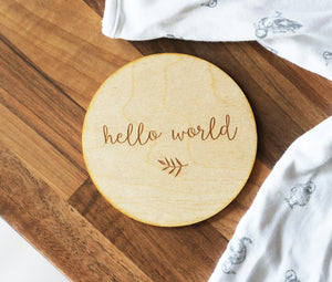 
                  
                    Hello World Baby Announcement Sign - Wooden
                  
                