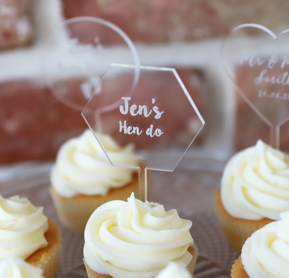 
                  
                    Personalised Hen Do Cupcake Topper - Clear Acrylic
                  
                