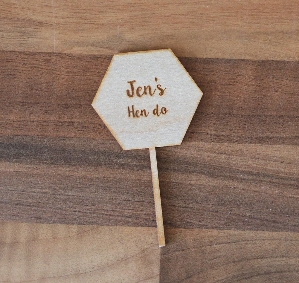 
                  
                    Personalised Hen Do Cupcake Topper - Wooden
                  
                