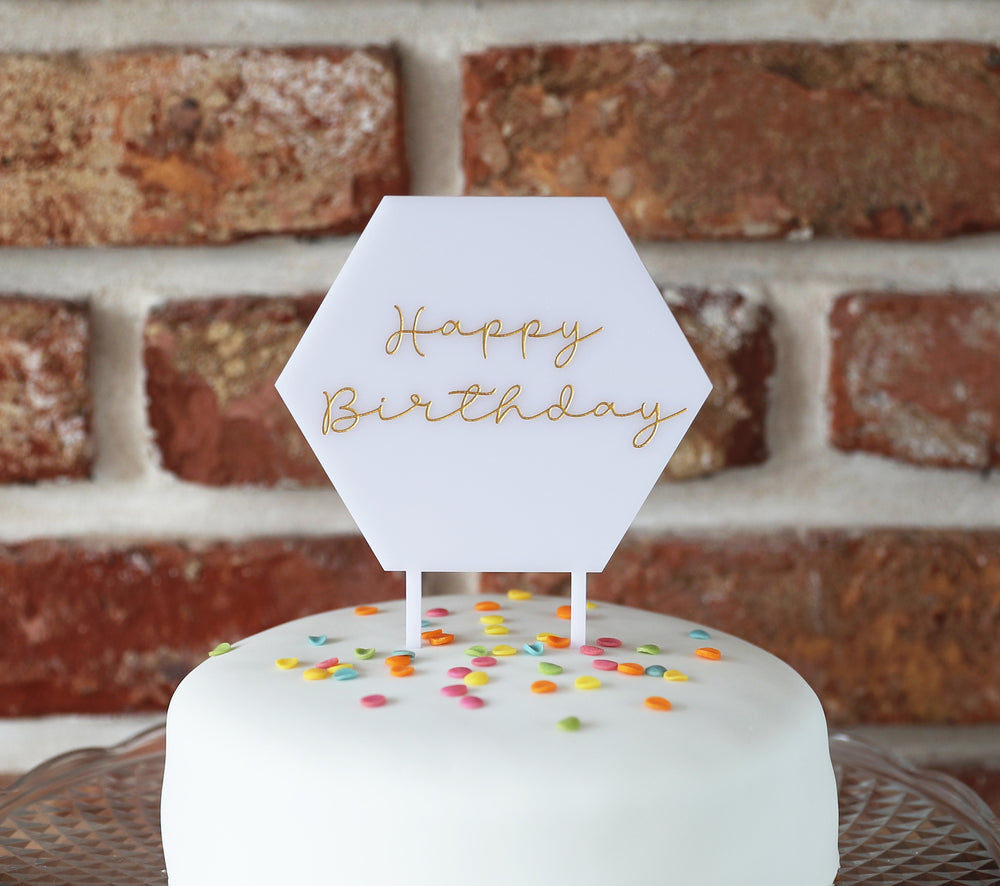 
                  
                    Personalised Happy Birthday Cake Topper - White Acrylic
                  
                