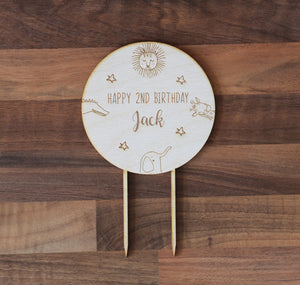 
                  
                    Personalised Safari Birthday Cake Topper - Wooden
                  
                