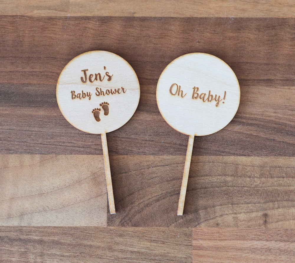 
                  
                    Personalised Baby Shower Cupcake Topper - Wooden
                  
                