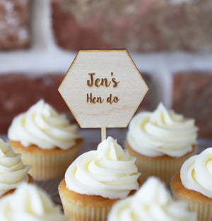 
                  
                    Personalised Hen Do Cupcake Topper - Wooden
                  
                