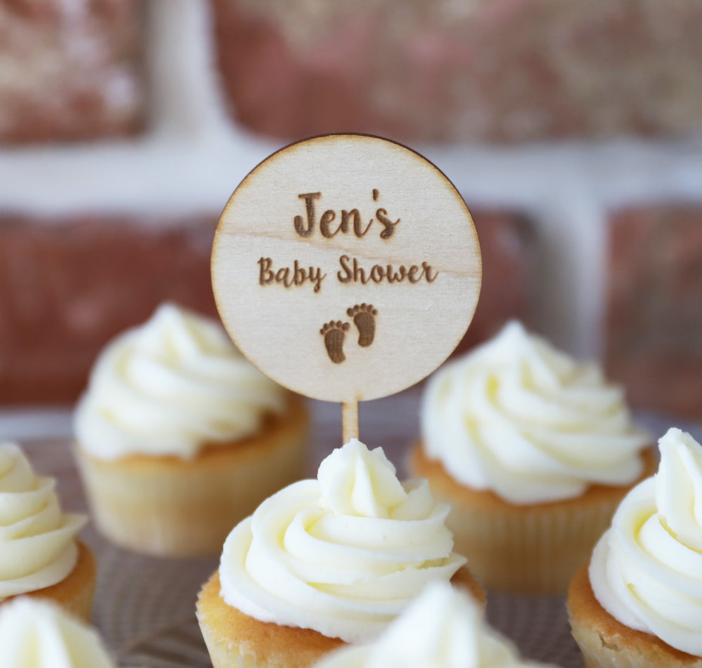 
                  
                    Personalised Baby Shower Cupcake Topper - Wooden
                  
                