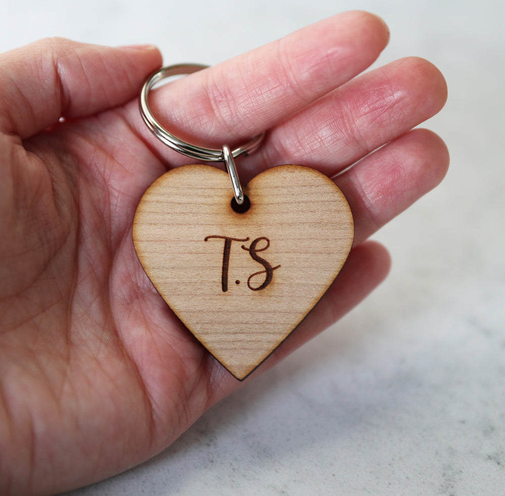 
                  
                    Personalised Wooden Heart Keyring
                  
                