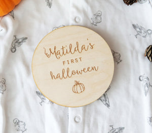 
                  
                    Personalised First Halloween Wooden Disc
                  
                