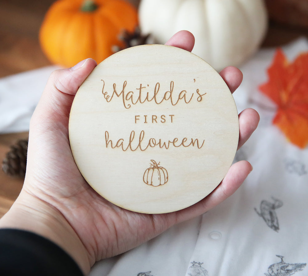 
                  
                    Personalised First Halloween Wooden Disc
                  
                