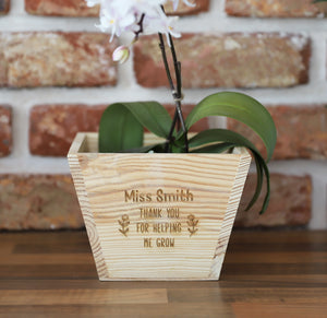 
                  
                    Personalised Teacher Plant Pot - Wooden
                  
                