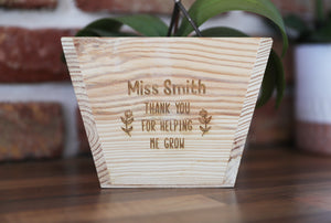 
                  
                    Personalised Teacher Plant Pot - Wooden
                  
                