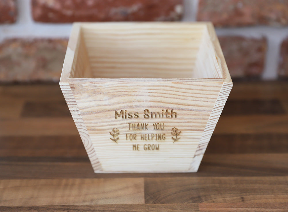 
                  
                    Personalised Teacher Plant Pot - Wooden
                  
                