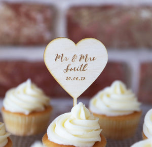 
                  
                    Personalised Mr and Mrs Cupcake Topper - Wooden
                  
                