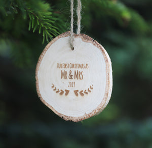 
                  
                    First Christmas as Mr and Mrs Decoration - Wooden Log Slice
                  
                