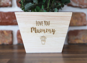 
                  
                    Personalised "Love You" Plant Pot - Wooden
                  
                