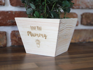 
                  
                    Personalised "Love You" Plant Pot - Wooden
                  
                